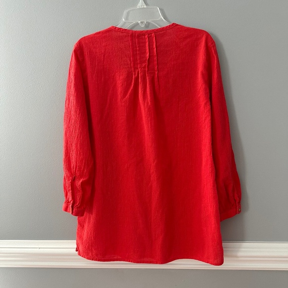 L.L.Bean Camp Blouse Tunic in Red Poppy Color Size Small - Picture 6 of 7